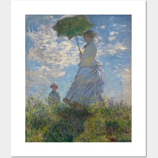 Woman with a Parasol - Madame Monet and Her Son by Claude Monet Posters and Art